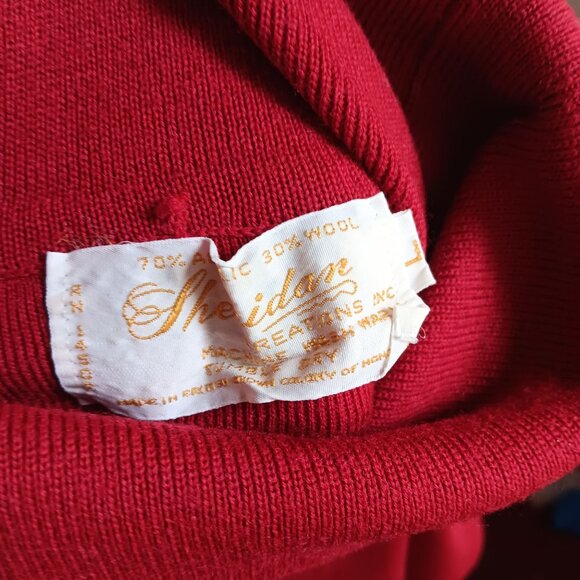 Women's Large Turtleneck Sweater Vintage 70's Red Long Sleeve Sheridan Creations - Picture 3 of 6